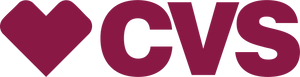 CVS logo in burgundy/maroon color with heart symbol replacing the "C"