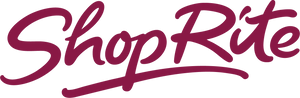 ShopRite logo in burgundy script lettering with underline flourish on white background