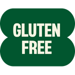 Green rounded badge with white text reading "GLUTEN FREE"