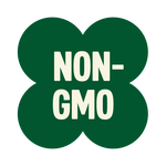 Green four-leaf clover icon with "NON-GMO" text in white letters