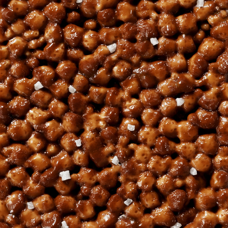 Candied walnuts coated in glossy caramel glaze with sea salt crystals scattered throughout